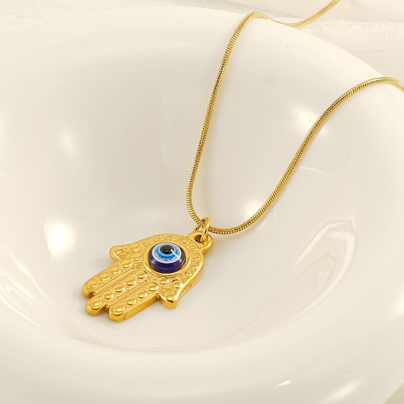 1 Piece Classic Series Retro Eye Stainless Steel 18K Gold Plated Women's Pendant Necklaces h5 